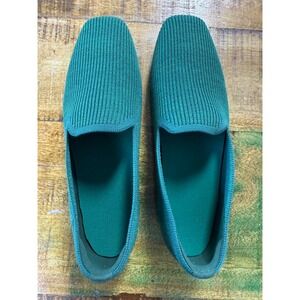 Vivaia Margot 2.0 Green Ribbed Knit Square Toe Loafers Flats Size 41